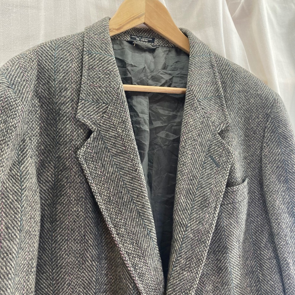 Austin Manor Men's Herringbone Tweed Blazer 100%‎ Pure Wool Size 43L